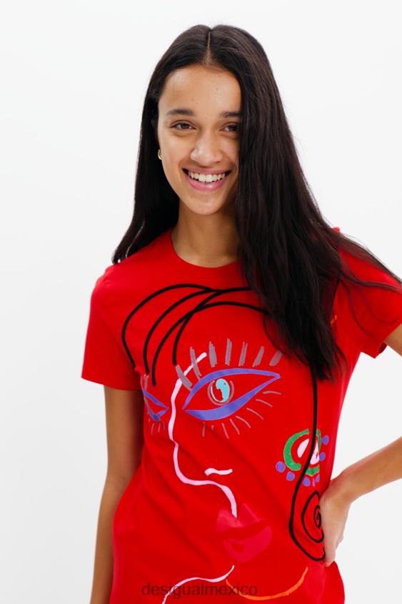 Desigual mujer vestido estilo camiseta con cara artística VZ26R0945 ropa