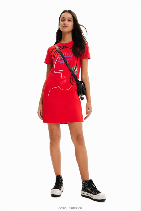 Desigual mujer vestido estilo camiseta con cara artística VZ26R0945 ropa