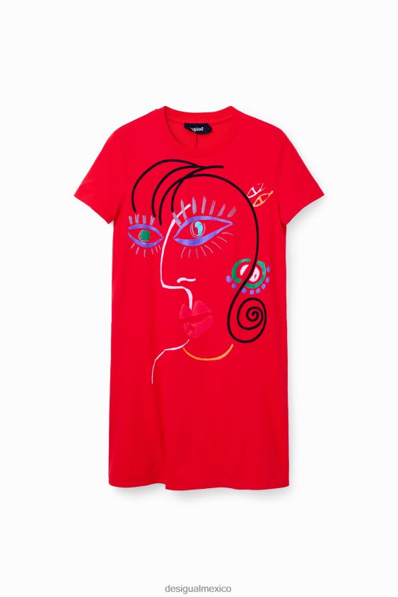 Desigual mujer vestido estilo camiseta con cara artística VZ26R0945 ropa