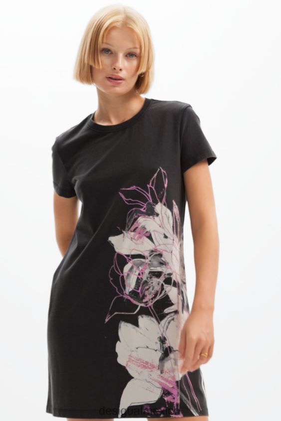 Desigual mujer vestido estilo camiseta corto con estampado floral VZ26R0824 ropa