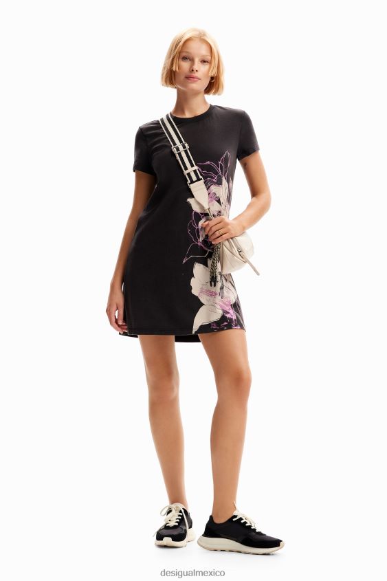 Desigual mujer vestido estilo camiseta corto con estampado floral VZ26R0824 ropa