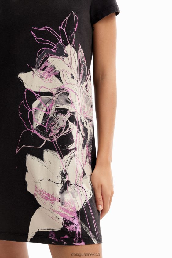 Desigual mujer vestido estilo camiseta corto con estampado floral VZ26R0824 ropa