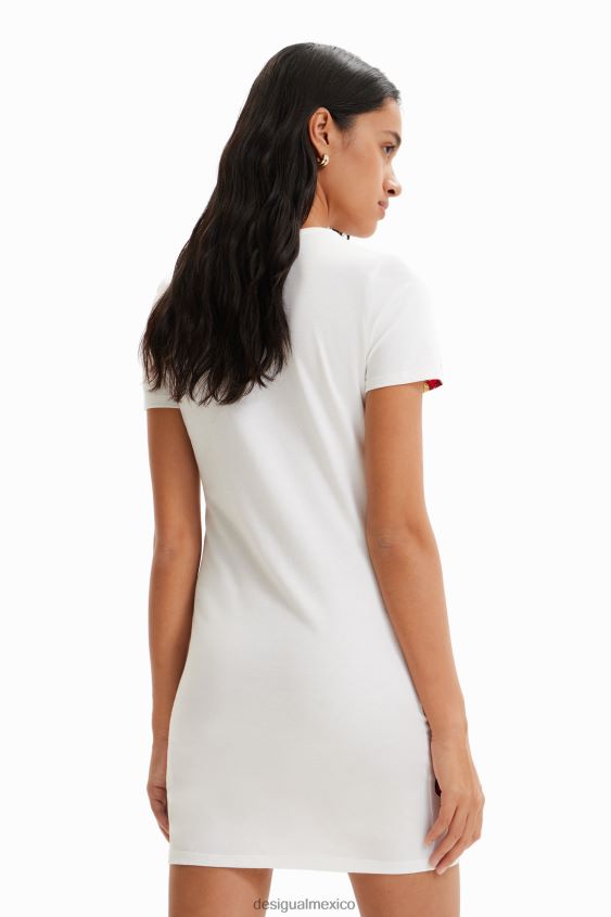 Desigual mujer vestido estilo camiseta slim con mensaje VZ26R0325 ropa