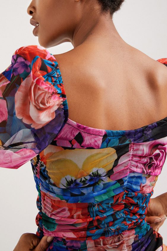 Desigual mujer vestido floral fruncido VZ26R01063 ropa