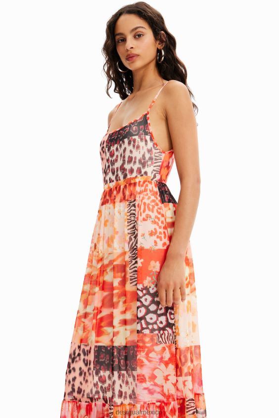 Desigual mujer vestido largo 2 en 1 con patchwork VZ26R0490 ropa