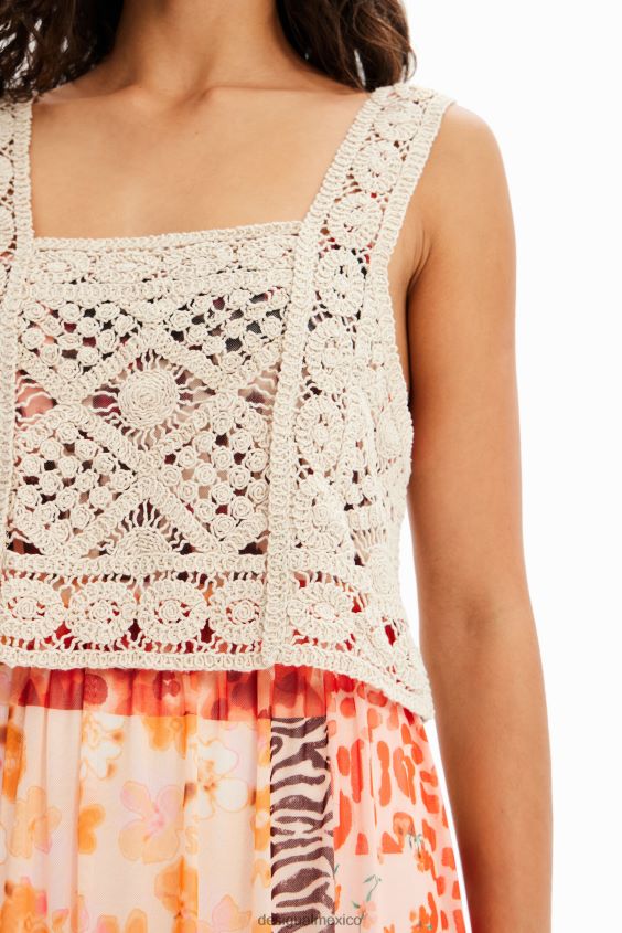 Desigual mujer vestido largo 2 en 1 con patchwork VZ26R0490 ropa