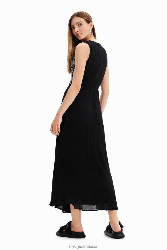 Desigual mujer vestido largo bordado con aberturas VZ26R0438 ropa