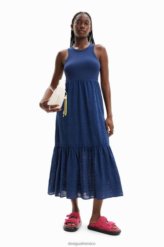 Desigual mujer vestido largo combinado bordado VZ26R0426 ropa