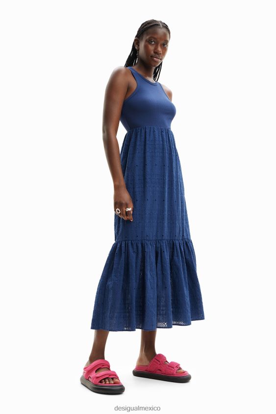 Desigual mujer vestido largo combinado bordado VZ26R0426 ropa