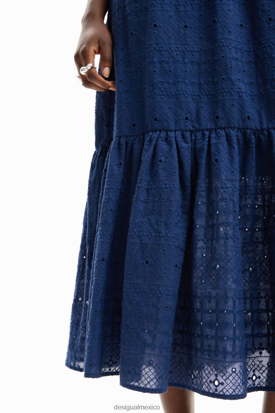 Desigual mujer vestido largo combinado bordado VZ26R0426 ropa