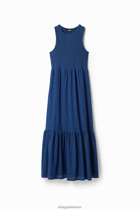 Desigual mujer vestido largo combinado bordado VZ26R0426 ropa