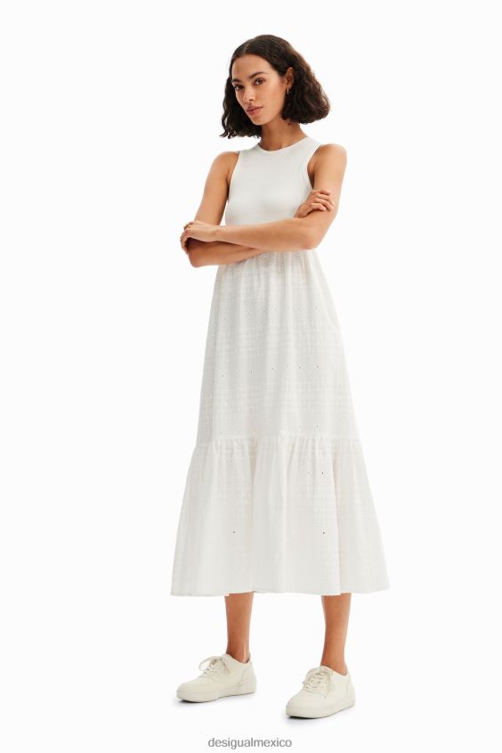 Desigual mujer vestido largo combinado bordado VZ26R0745 ropa