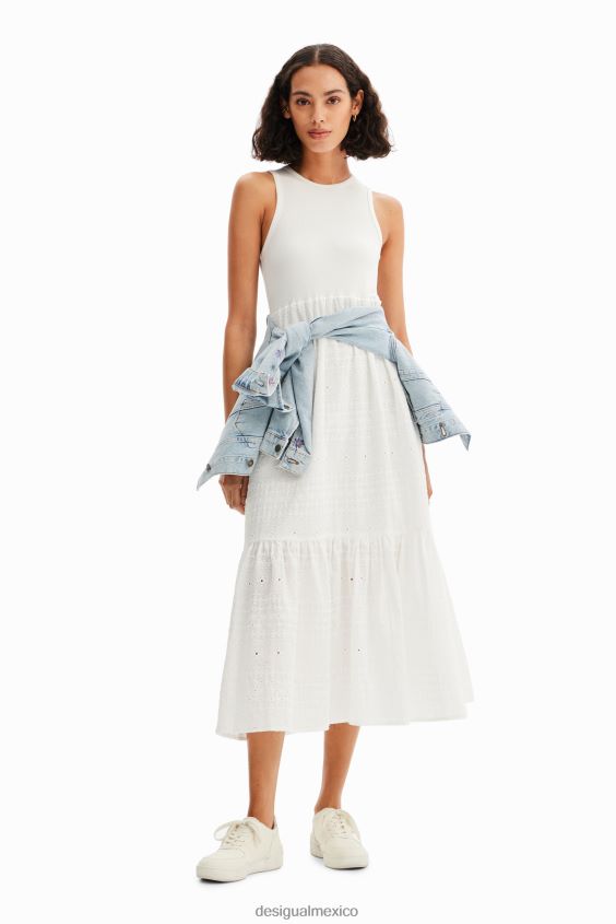 Desigual mujer vestido largo combinado bordado VZ26R0745 ropa