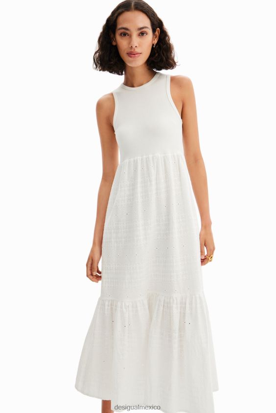 Desigual mujer vestido largo combinado bordado VZ26R0745 ropa