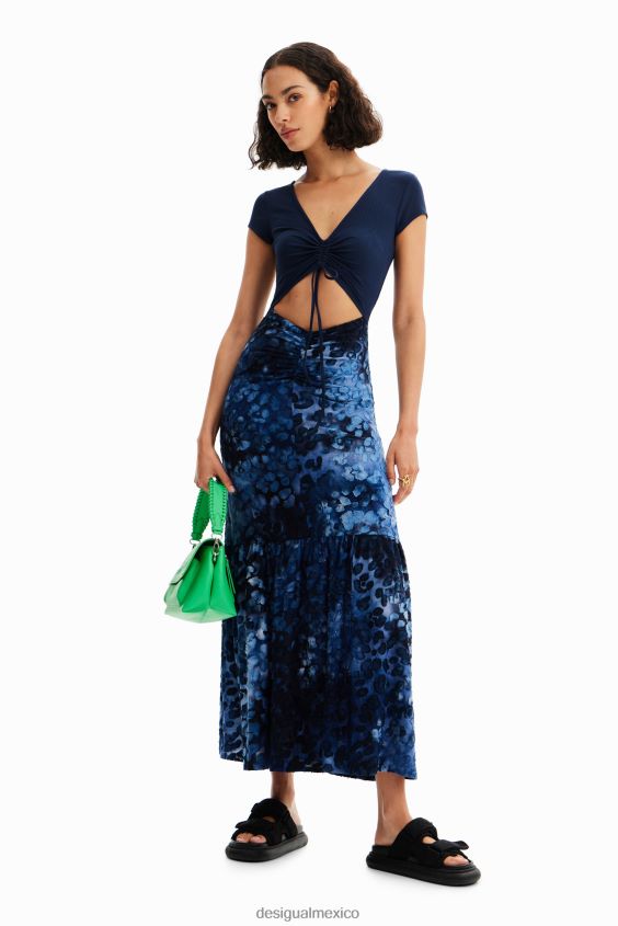 Desigual mujer vestido largo combinado textura animal print VZ26R0591 ropa