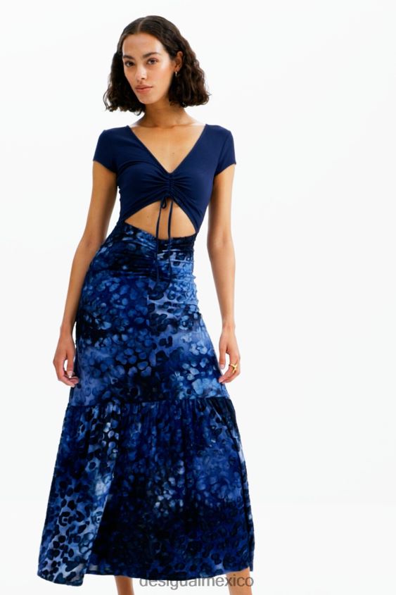Desigual mujer vestido largo combinado textura animal print VZ26R0591 ropa