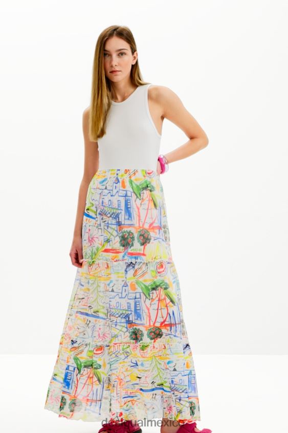Desigual mujer vestido largo combinado tul VZ26R0108 ropa