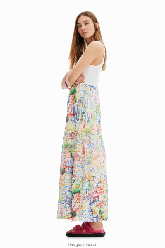 Desigual mujer vestido largo combinado tul VZ26R0108 ropa