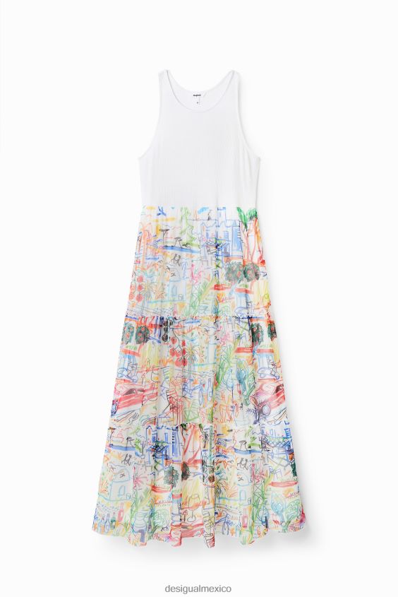 Desigual mujer vestido largo combinado tul VZ26R0108 ropa