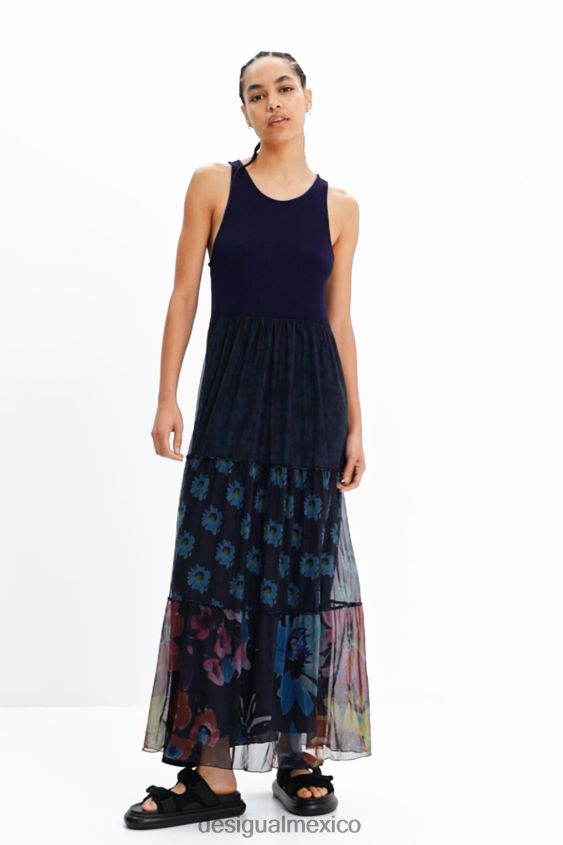 Desigual mujer vestido largo combinado tul VZ26R04 ropa