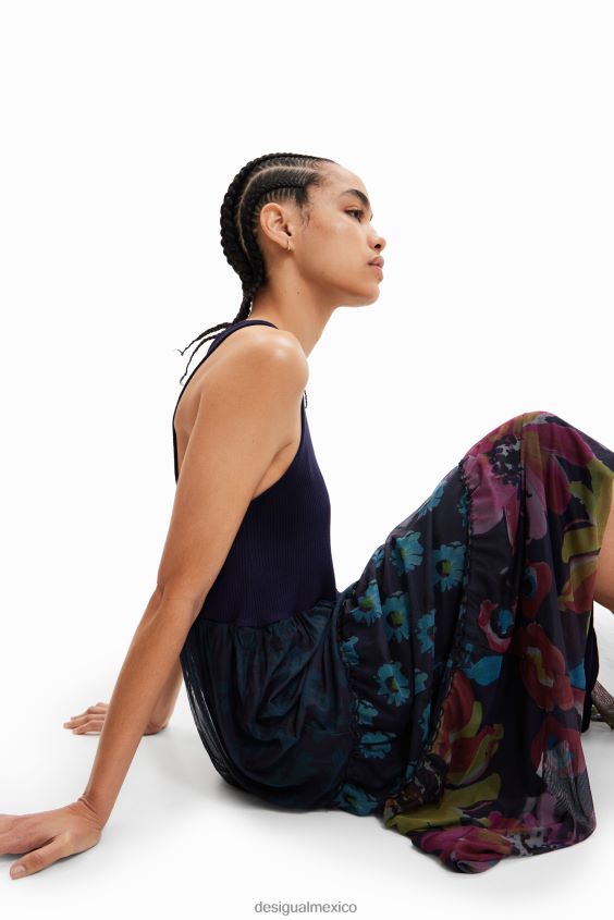 Desigual mujer vestido largo combinado tul VZ26R04 ropa