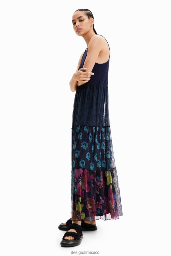 Desigual mujer vestido largo combinado tul VZ26R04 ropa