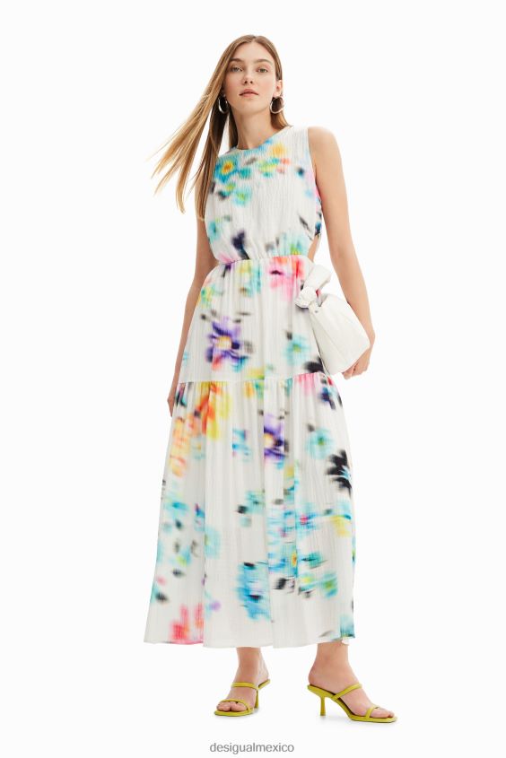 Desigual mujer vestido largo con aberturas borrosas VZ26R0744 ropa