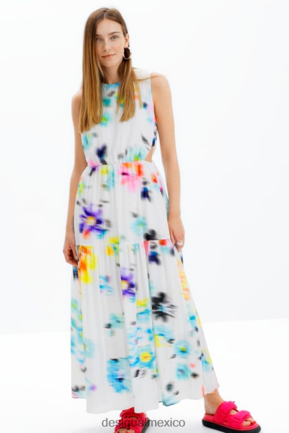 Desigual mujer vestido largo con aberturas borrosas VZ26R0744 ropa