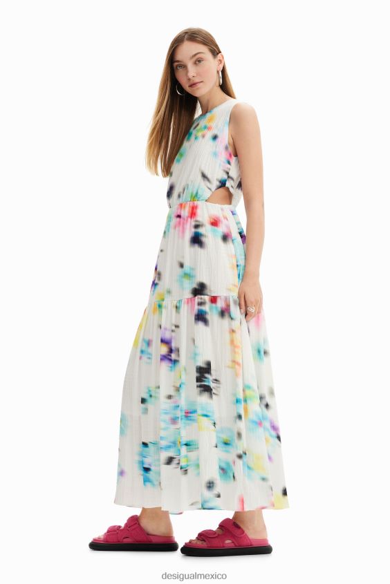 Desigual mujer vestido largo con aberturas borrosas VZ26R0744 ropa