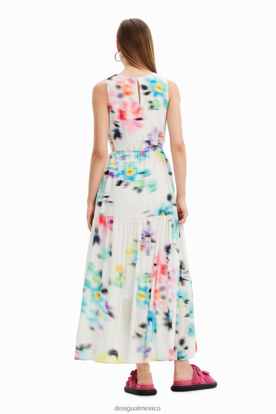 Desigual mujer vestido largo con aberturas borrosas VZ26R0744 ropa