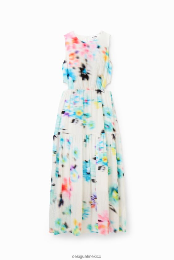 Desigual mujer vestido largo con aberturas borrosas VZ26R0744 ropa