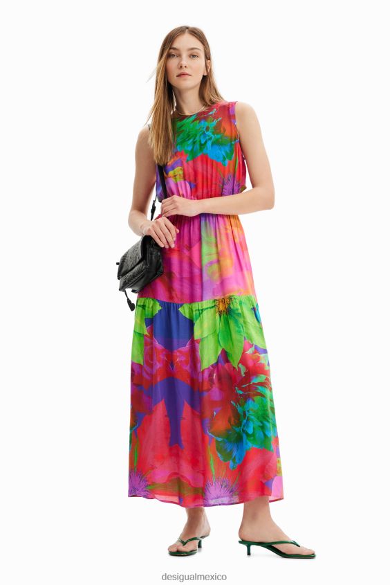 Desigual mujer vestido largo con aberturas florales VZ26R0403 ropa