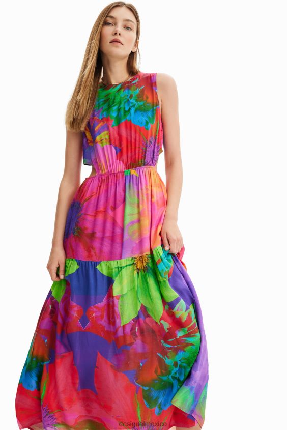 Desigual mujer vestido largo con aberturas florales VZ26R0403 ropa