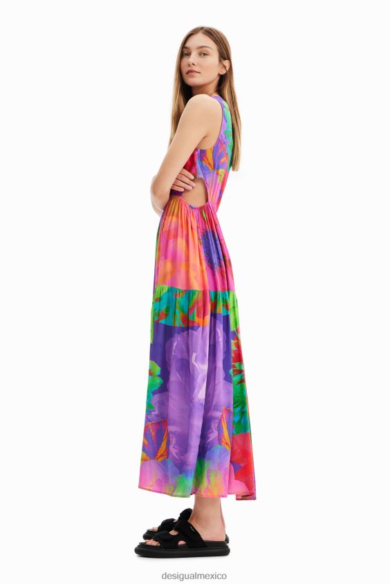 Desigual mujer vestido largo con aberturas florales VZ26R0403 ropa