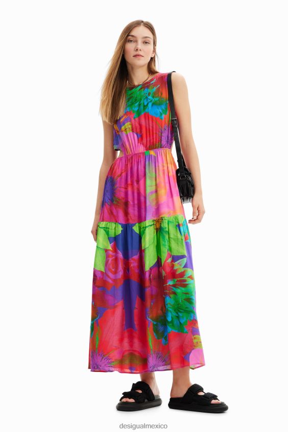 Desigual mujer vestido largo con aberturas florales VZ26R0403 ropa