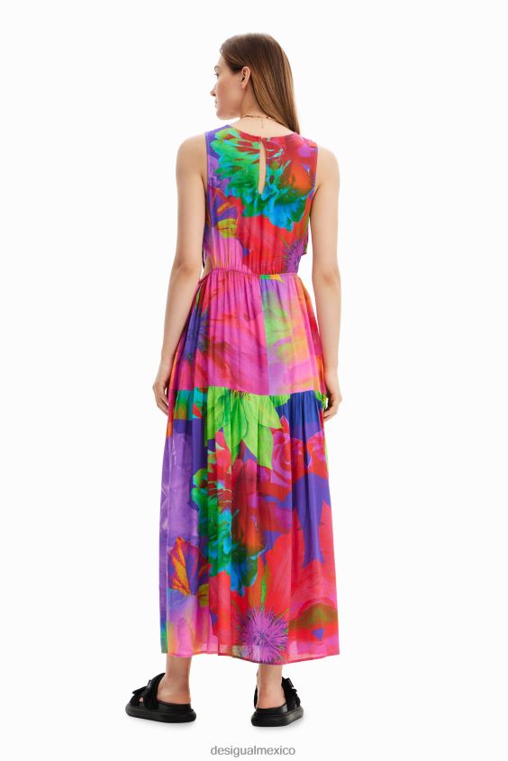 Desigual mujer vestido largo con aberturas florales VZ26R0403 ropa