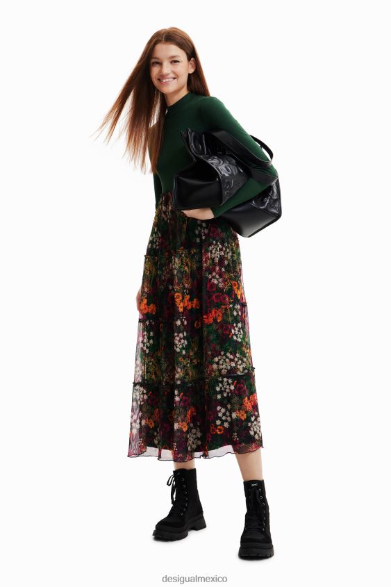 Desigual mujer vestido largo con falda de tul VZ26R01003 ropa