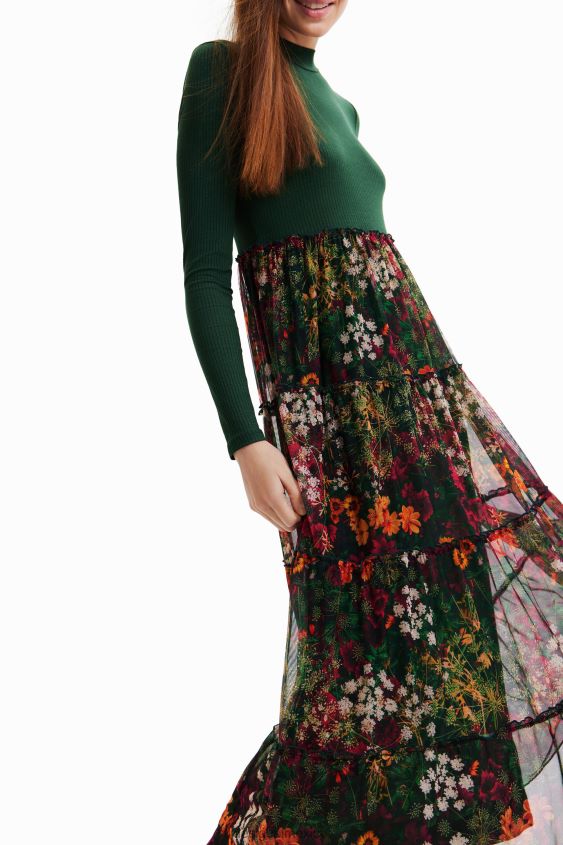 Desigual mujer vestido largo con falda de tul VZ26R01003 ropa