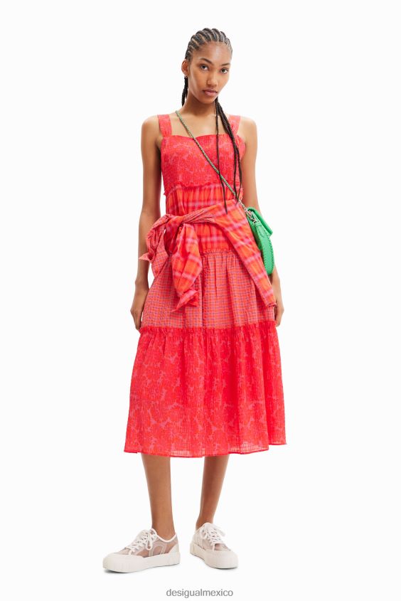 Desigual mujer vestido largo con tiras y patchwork VZ26R0563 ropa