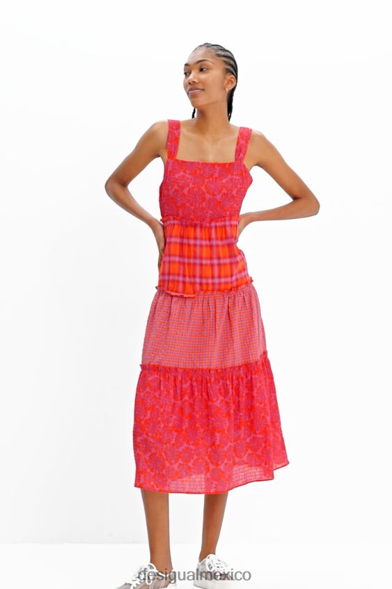 Desigual mujer vestido largo con tiras y patchwork VZ26R0563 ropa