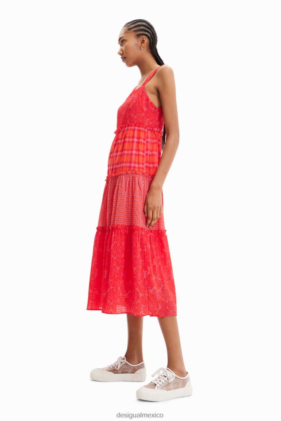 Desigual mujer vestido largo con tiras y patchwork VZ26R0563 ropa