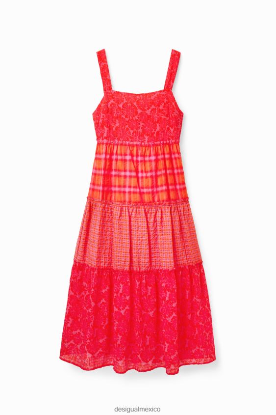 Desigual mujer vestido largo con tiras y patchwork VZ26R0563 ropa