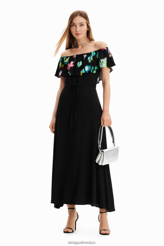 Desigual mujer vestido largo con volantes borrosos VZ26R0511 ropa