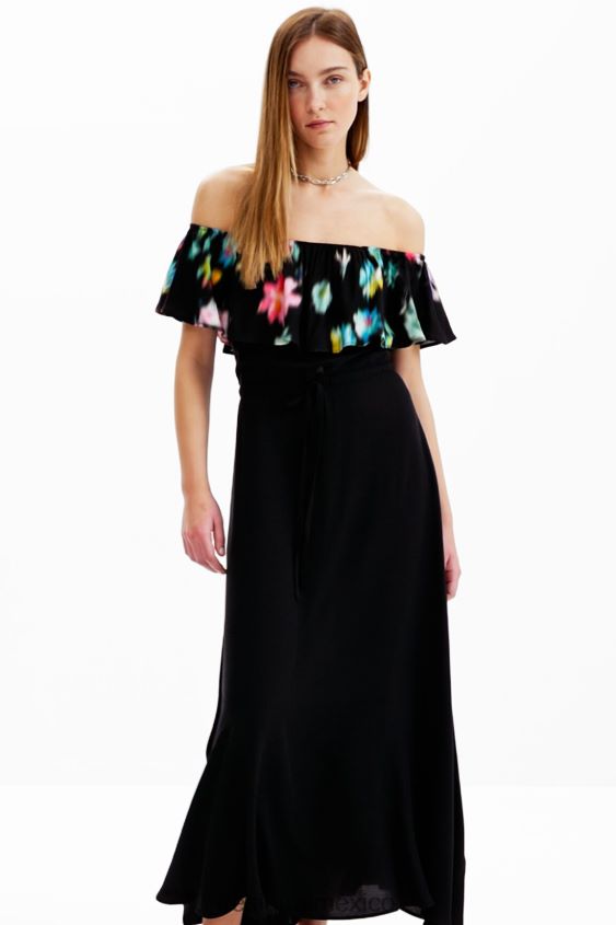Desigual mujer vestido largo con volantes borrosos VZ26R0511 ropa