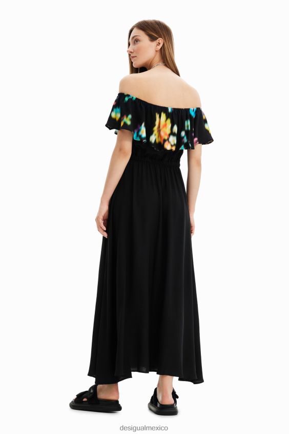Desigual mujer vestido largo con volantes borrosos VZ26R0511 ropa