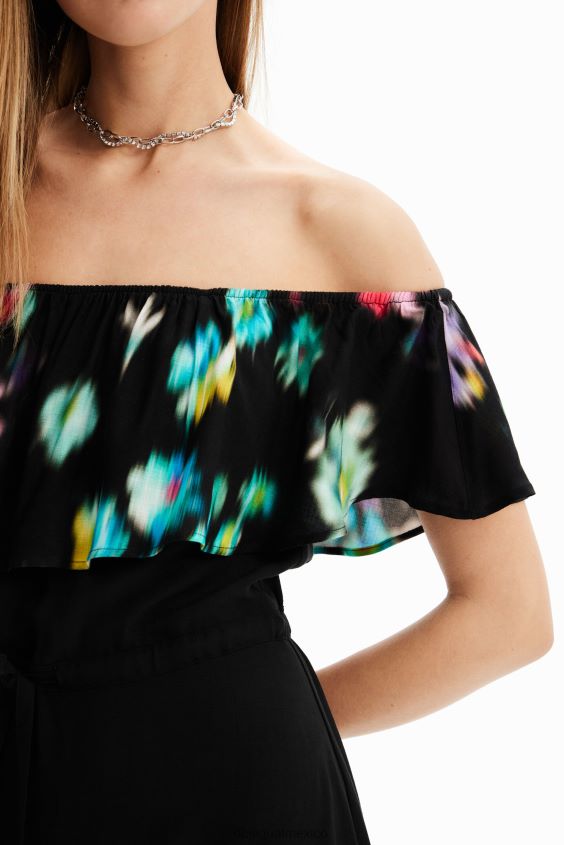 Desigual mujer vestido largo con volantes borrosos VZ26R0511 ropa