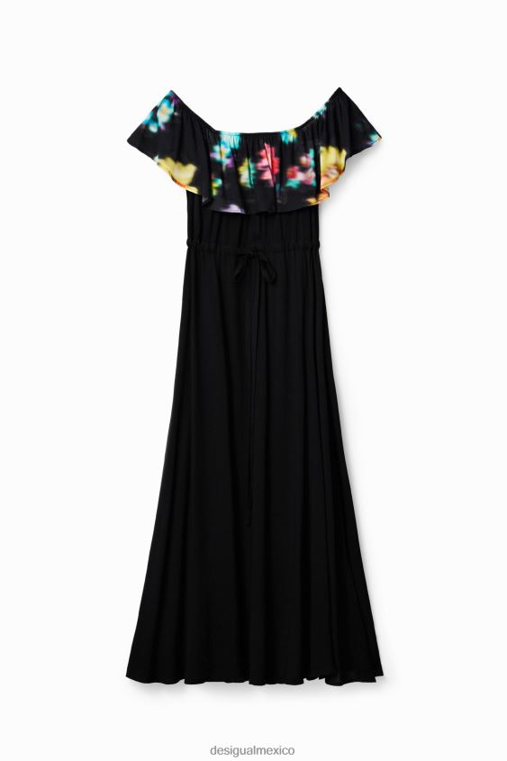 Desigual mujer vestido largo con volantes borrosos VZ26R0511 ropa