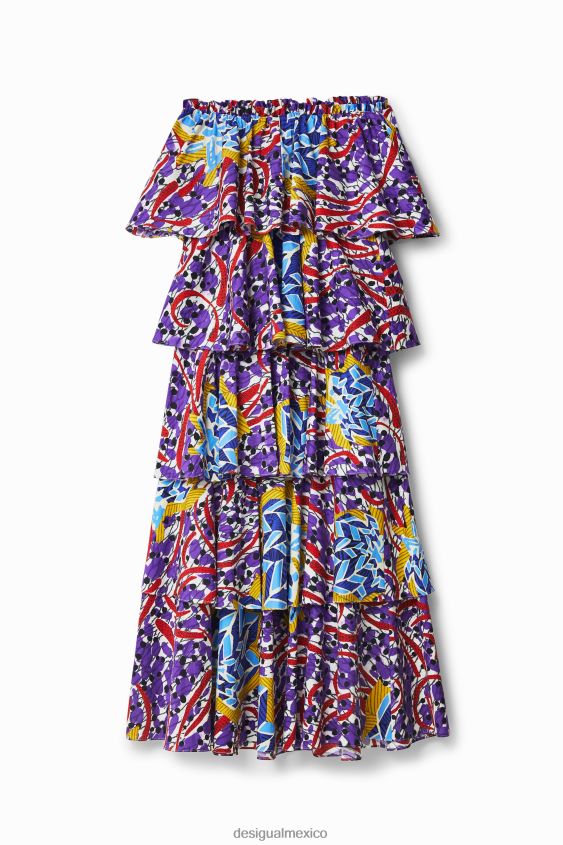 Desigual mujer vestido largo con volantes de stella jean VZ26R0778 ropa