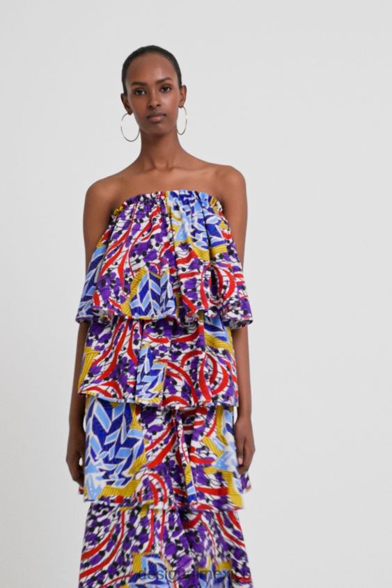 Desigual mujer vestido largo con volantes de stella jean VZ26R0778 ropa