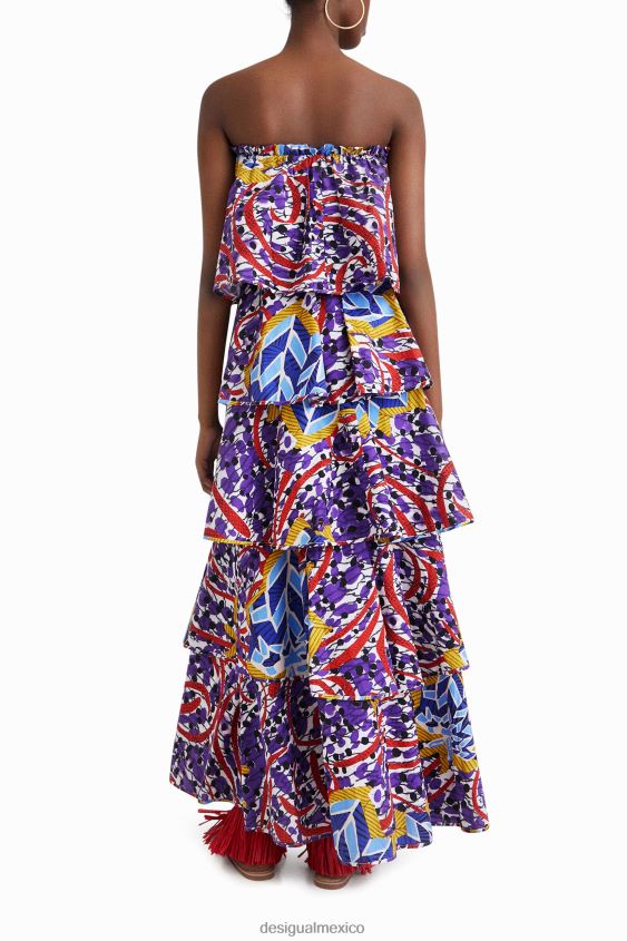 Desigual mujer vestido largo con volantes de stella jean VZ26R0778 ropa